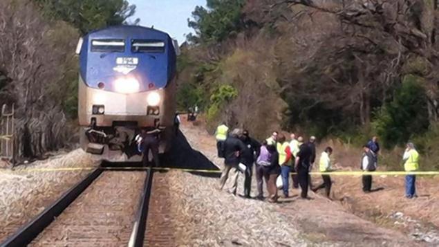 An Amtrak train traveling from North Carolina to New York City fatally struck a marrried couple that was on the tracks in Durham. April 2105. Image Courtesy of nydailynews.com.